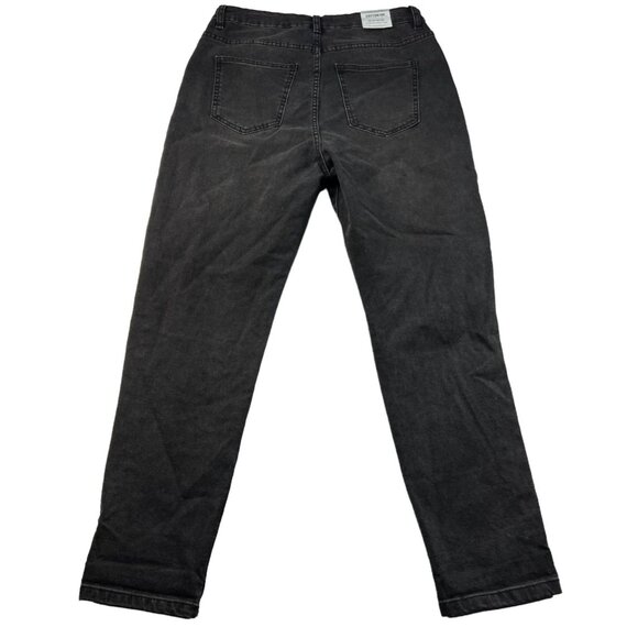 Cotton On Mom Jeans Womens Size 10 Black Denim Stretch Pockets Distressed  New - Picture 2 of 10